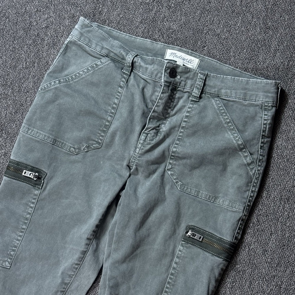 Madewell Green Utility Zipper Ankle Slim Cargo Pants Women's Size 27 Casual